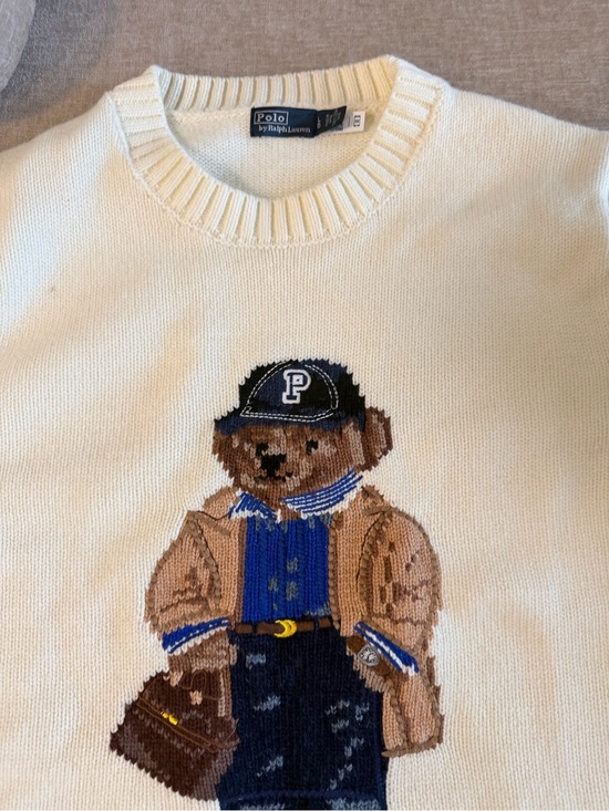 Polo Ralph Lauren Sweaters - Polo by Ralph Lauren Cream Crewneck Sweater with Bear Graphic